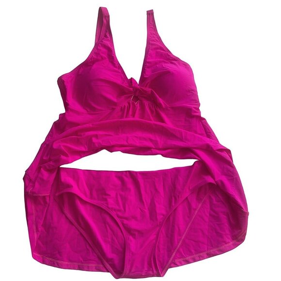 Plus Size One Piece Swimsuit Knotted Front Bow Tie Wireless Padded Swimdress 3XL - Picture 5 of 6